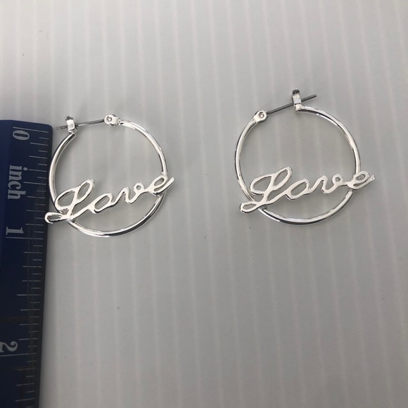 Women’s Hoop Love Earrings - Picture 2 of 6